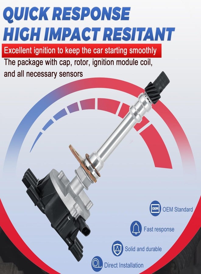 EVERESTWAY Ignition Distributor Compatible for Chevy Express Astro Blazer GMC C1500 Silverado Sierra 1500 4.3L V6 Black Cap and Rotor kit Replacement 12598210 1103417 - Image 4